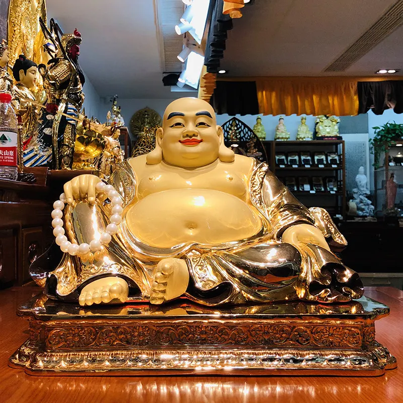 42CM সোনালী বিশুদ্ধ তামা মৈত্রেয় বুদ্ধ মূর্তি
