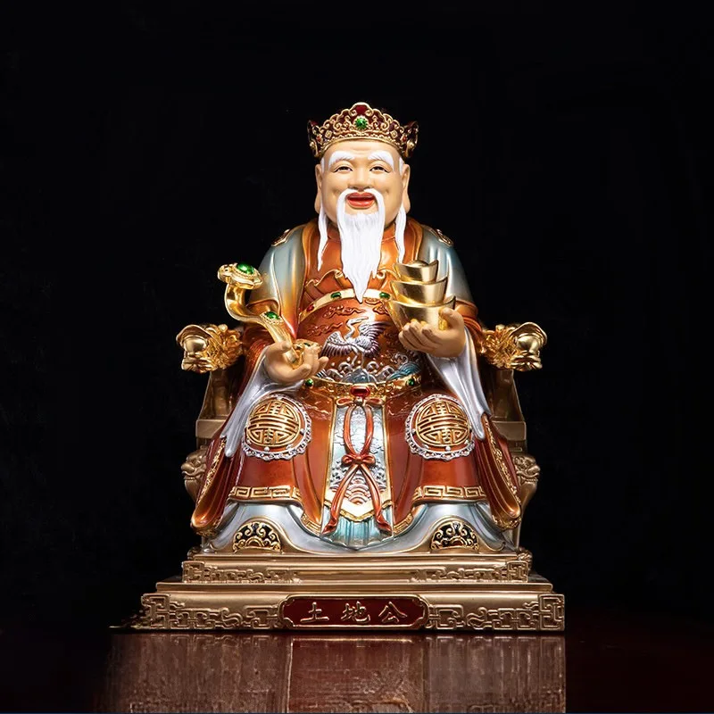 বিলাসবহুল গিল্ট পলিক্রোম ফুডে ঝেংশেন তু দি গং মূর্তি